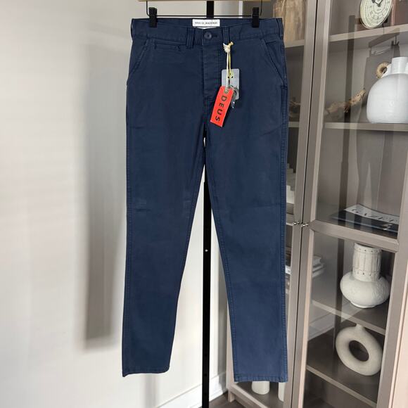 Deus Ex Machina Floyd Navy Chino Pants 36 NEW Blue Cotton Straight Leg Trouser - Picture 2 of 7